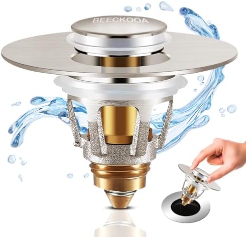 BEECKOOA 11-15 Bathroom Sink Plug 2-in-1 Design