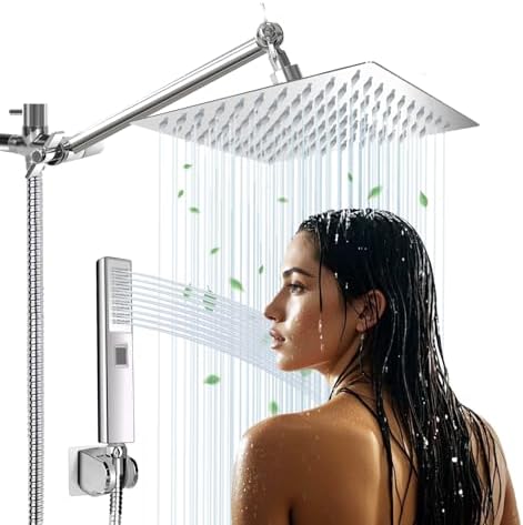 Luxury 8 Square Rain Shower Head with Handheld for Relaxation