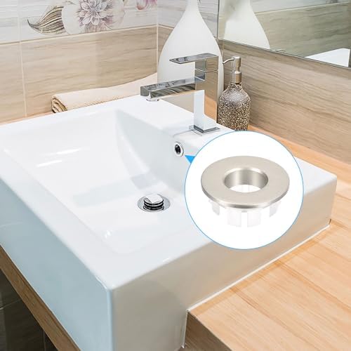Durable Sink Overflow Rings brushed silver 3Pcs Set for bathroom kitchen use