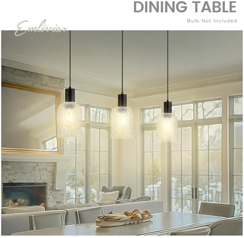 Emliviar Rustic Track Pendant Lighting 3 Pcs with Hammered Glass