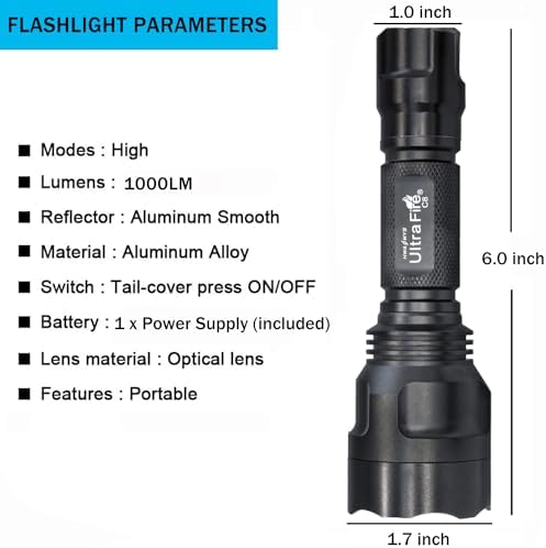 UltraFire C8 Single Mode LED Flashlight 1000 Lumens