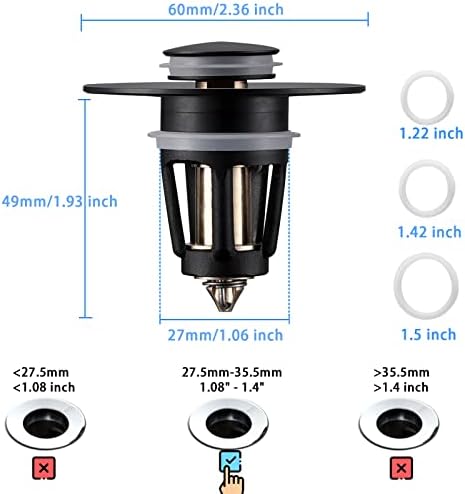 MINGOR-Style Matte Black Brass Drain Stopper with Basket
