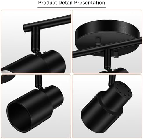 BoostArea 3-Light Track Lighting Kit Black Durable Versatile