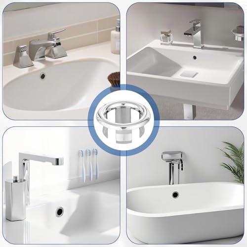 10-Pack Sink Overflow Cover Silver for Kitchen Bathroom