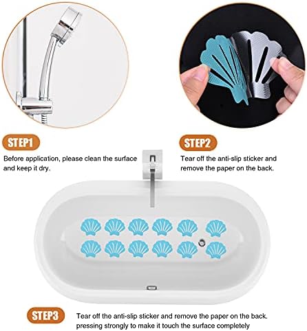 Non-Slip Bathtub Stickers Set 24PCS Blue Safety Decals for Bathtubs Showers