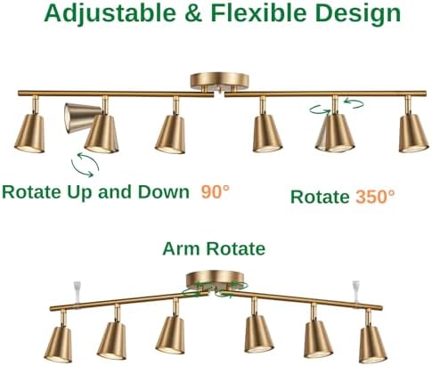 6 Light Track Lighting Kit Foldable Adjustable Ceiling Spotlight for Home Improvement