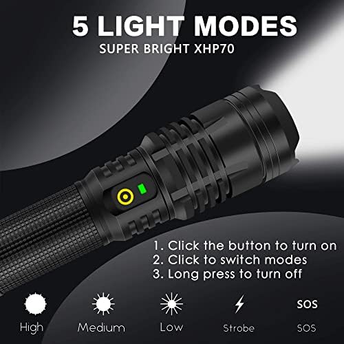 YXQUA 12000 Lumen Flashlight with Holster