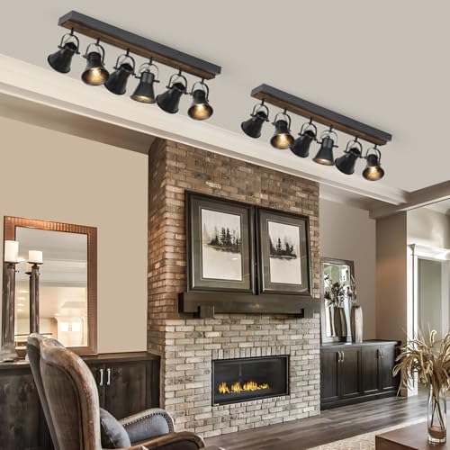 KEESFU 6 Light Track Lighting Kit Black Modern Farmhouse Ceiling Light