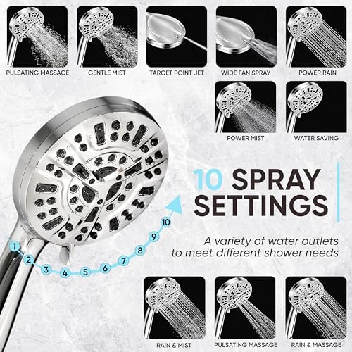 Powerful High Pressure Shower Head with 72 Hose