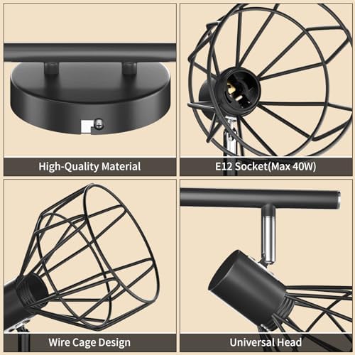 GORDNWE 6-Light Adjustable Track Lighting Kit - Black
