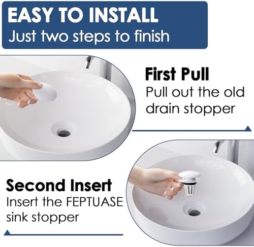 Feptuase 2-in-1 Sink Stopper - Effortless Durable White