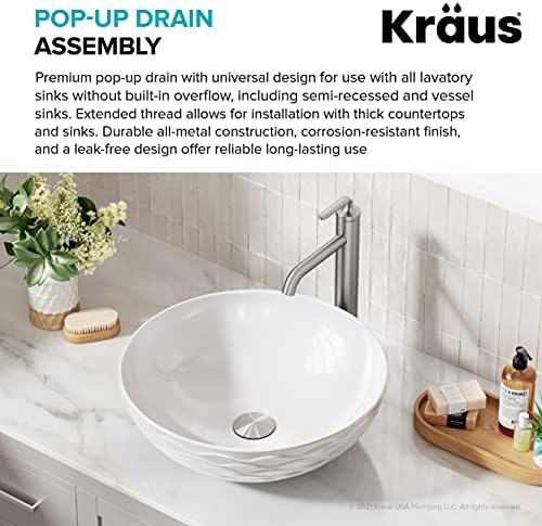 Kraus Bathroom Sink Pop-Up Drain Assembly - Durable and Easy to Use
