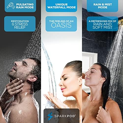 Rain shower experience with 9 spray settings