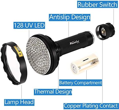ALONEFIRE UV Flashlight 395nm Woods Lamp Anti-Spatter