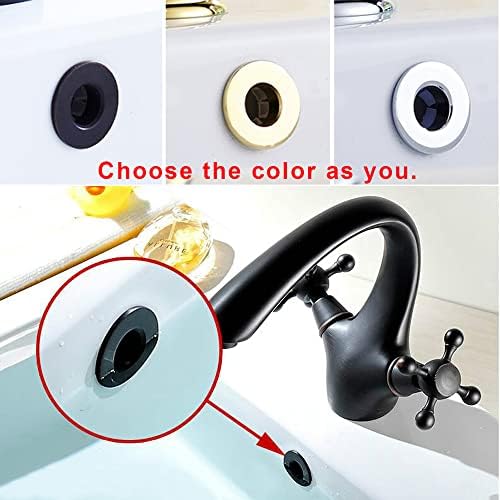 2-Piece Matte Black Brass Sink Overflow Ring Cover