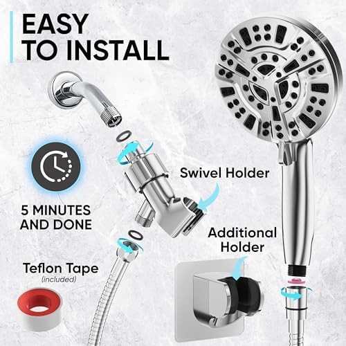 Powerful High Pressure Shower Head with 72 Hose