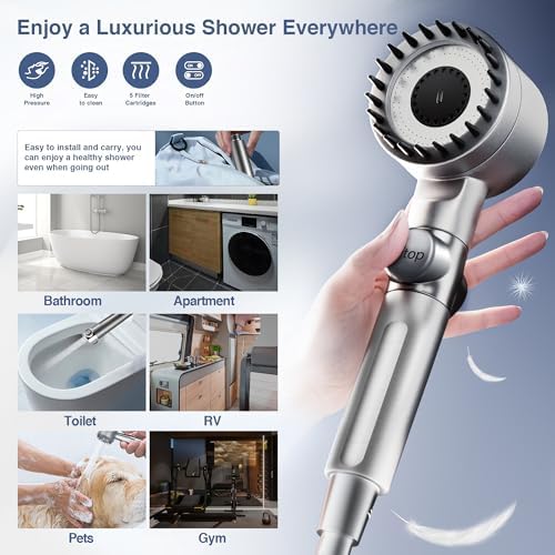 Ion shower head for RVs gyms homes Pure water purification