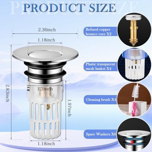 2pcs Pop Up Hair Catcher for Bathroom Sink Drains