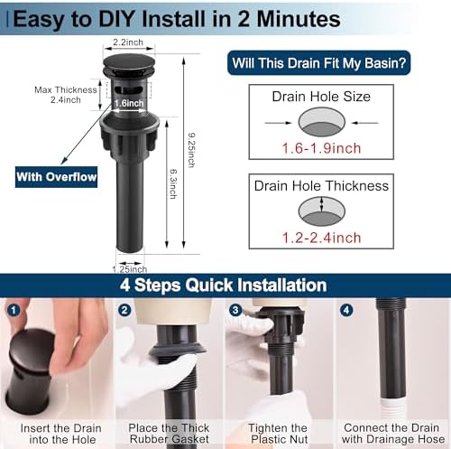 Oil Rubbed Bronze Pop Up Drain for Bathroom Sink