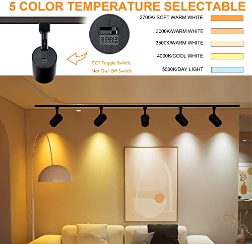 CLOUDY BAY 20W 1600LM LED Track Lighting Heads - 2700K-5000K Selectable Dimmable CRI90