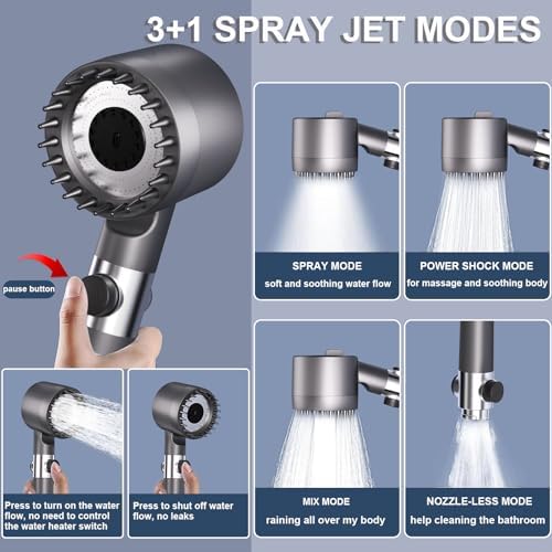 Ion Drops Shower Head with ONOFF Switch and 60 Inch Hose