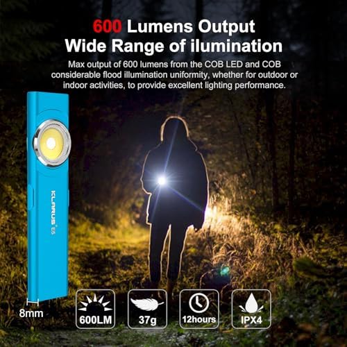 Klarus E5 Pocket Flashlight Rechargeable Dual Light Source IPX4 Waterproof