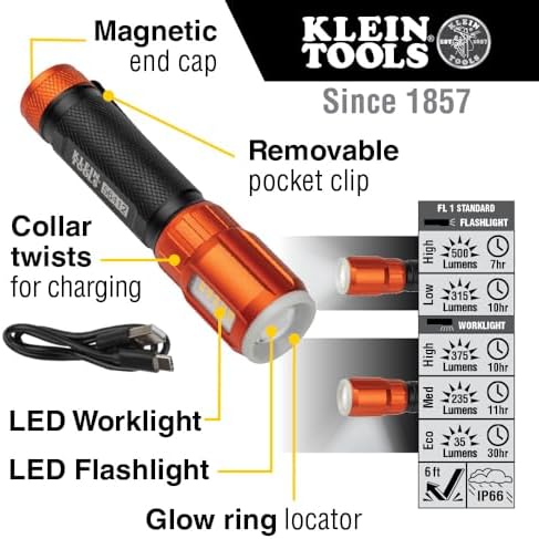 Klein Tools 80060 Rechargeable Flashlight Tool Kit