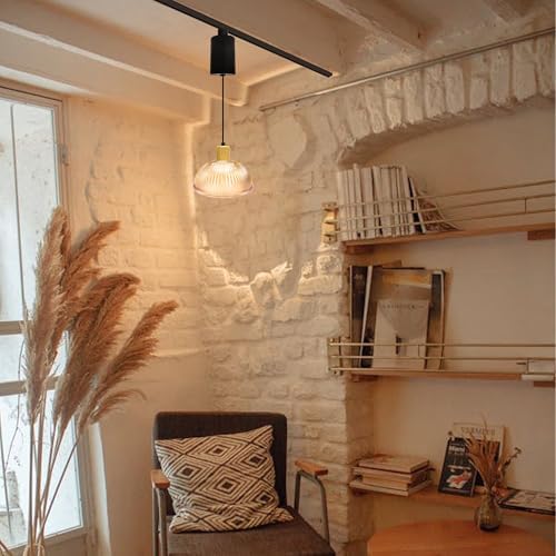Adjustable Height Track Lighting Natural Wood E26 Socket Chandelier