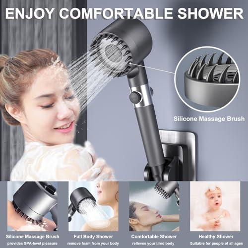 Ion Drops Shower Head with ONOFF Switch and 60 Inch Hose