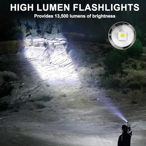 13500 Lumens Zoomable Tactical USB Rechargeable Flashlight for Emergency Use