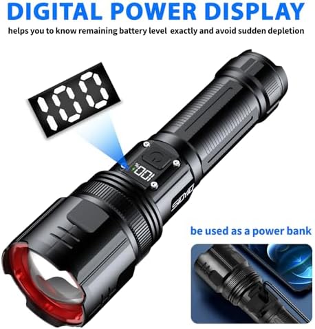 200000 Lumens Rechargeable Flashlight Durable Bright