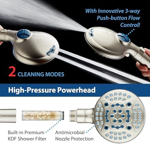 Experience Crystal Clear with AquaCare 4X High Pressure Nickel Shower Head