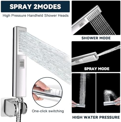 Luxury 8 Square Rain Shower Head with Handheld for Relaxation