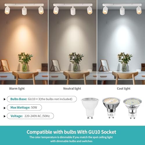 3 Way Track Lighting Kit with Rotatable Heads