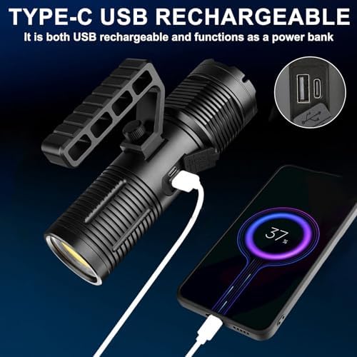13500 Lumens Zoomable Tactical USB Rechargeable Flashlight for Emergency Use