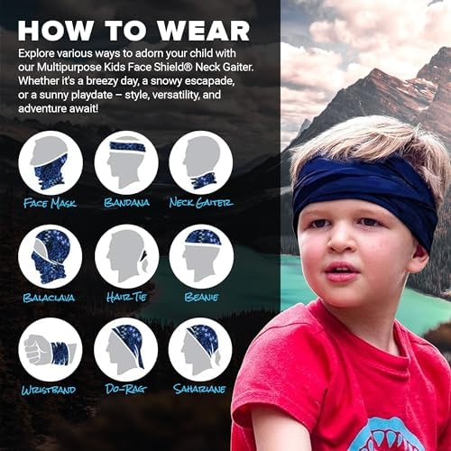 SA Company Kids Face Shield UPF 30 Tactical Black Skull