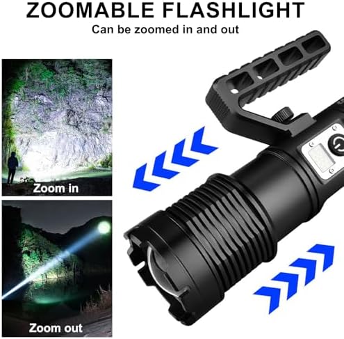 13500 Lumens Zoomable Tactical USB Rechargeable Flashlight for Emergency Use