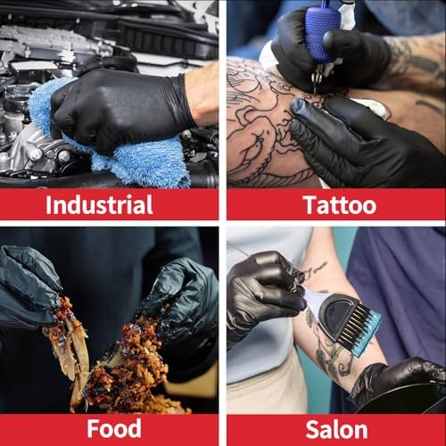 Supmedic Nitrile Exam Gloves 5 Mil Chemical Resistant Latex-Free Black 100Pcs