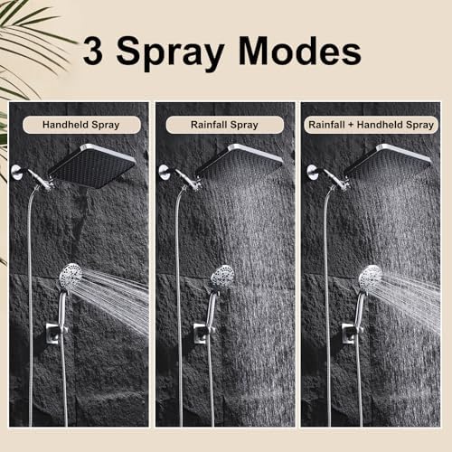 14 Inch High Pressure Rain Shower Head with Handheld Spray Combo
