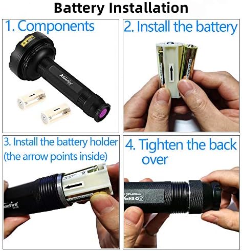 ALONEFIRE UV Flashlight 395nm Woods Lamp Anti-Spatter