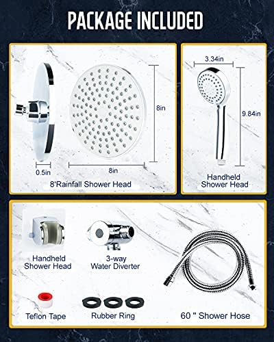 DSCD 8 Inch High Pressure Rainfall Handheld Shower Combo with 60 Inch Hose