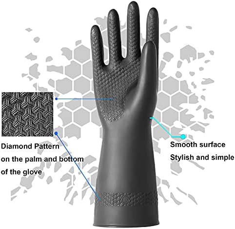 ROYAKI Chemical Resistant Latex Gloves Black 1 Pair S-M-L-XL