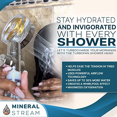 MineralStream TurboFan Handheld Shower for Dry Hair Skin Spa-Grade Experience