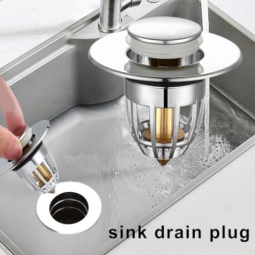 Copper Sink Drain Stopper with Hair Catcher for Bathroom Kitchen
