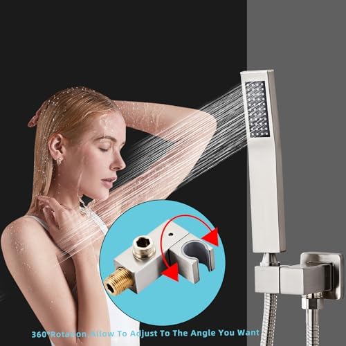 Brushed Nickel Square Hand Shower Head Set