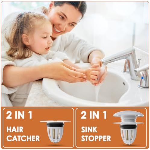 Lsnisni 2-Piece Universal Bathroom Sink Stopper 2 in 1 System
