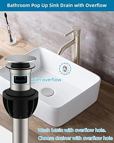 2-Pack Chrome Metal Bath Sink Drain with Overflow Pop-Up Design