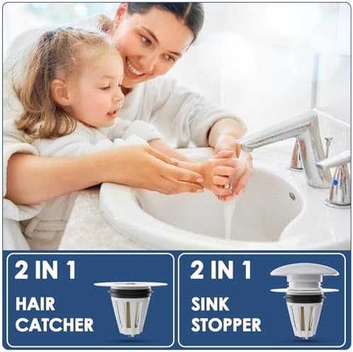 Feptuase 2-in-1 Sink Stopper - Effortless Durable White