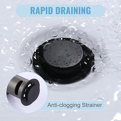 ALEASHA Matte Black Pop Up Drain Stopper for Bathroom Sink