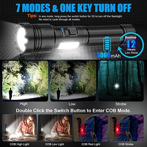 10000 Lumens Magnetic Rechargeable Flashlight for Camping Travel